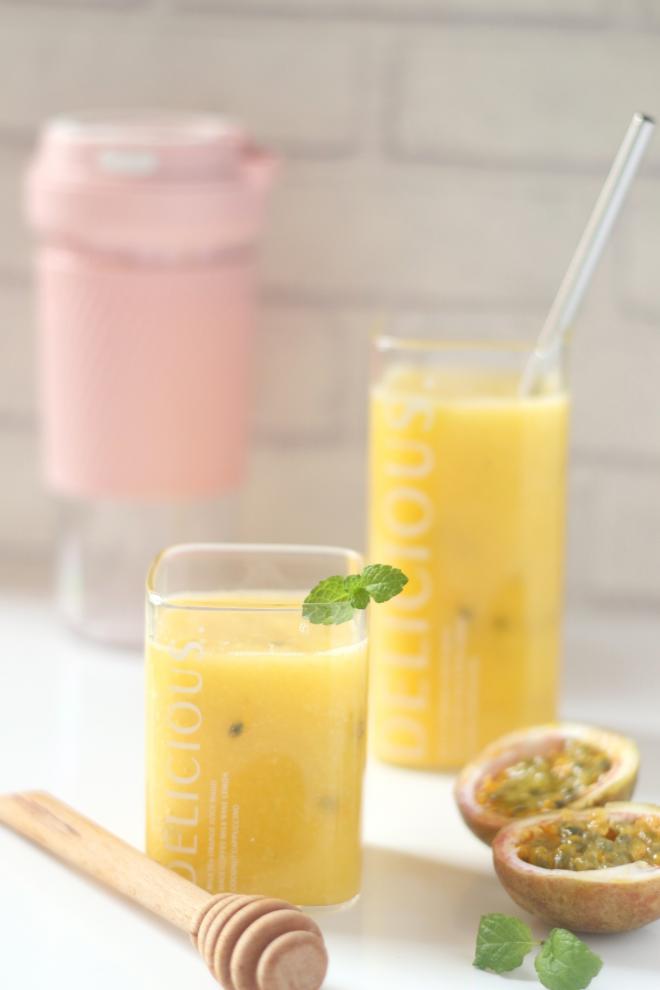 芒果百香果雪梨汁