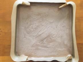 倒入烤盘中，左右轻轻摇晃至蛋糕糊平整