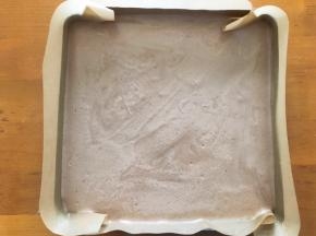 倒入烤盘中，左右轻轻摇晃至蛋糕糊平整
