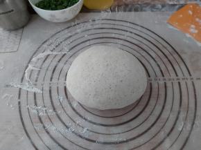 发酵完成后，取出面团揉搓至面团光滑,松弛十分钟。