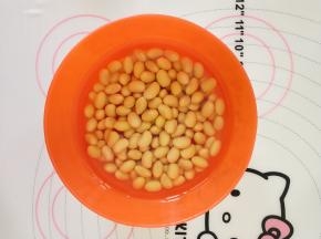 黄豆浸泡一夜。