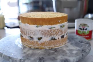 抹好整个蛋糕夹层。