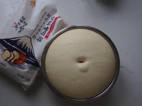 面团放入盆中，盖上保鲜膜发酵至2倍大