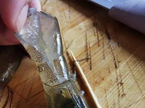 虾从背部剪开，用筷子挑出泥肠，清洗干净备用