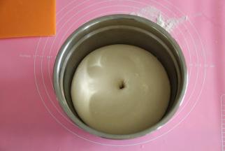 这是一发完成的面团，用手指蘸高粉，戳洞，如果洞口不回缩，不塌陷，一发完成。50分钟左右，看状态，时间仅供参考。