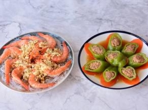 蒜油青虾椒酿肉