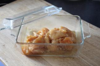 盖好容器的盖儿，放入冰箱冷藏室里保存，腌制1～4个小时。腌制时间越长越入味。
如果时间不够的话，腌制20分钟后也可以煎制，就是成品味道有点淡，你可以在腌制时多放一点点调味料，或者在吃的时候抹上一些蘸料，这样口味就够了，灵活掌握吧。
