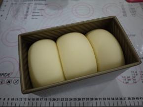 面团发酵至模具8分满。