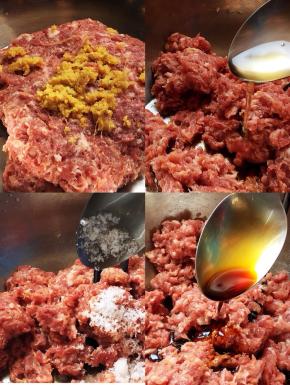 剁好的肉馅加入姜戎、花雕酒、白糖、生抽搅拌均匀，花雕酒可以去除肉馅的腥气，白糖起到提鲜增香，肉馅中加入白糖，可以使馅更美味，调馅我只用生抽或味极鲜酱油，不用老抽，老抽会使馅失去鲜味，有一种酱味儿，如果是做豇豆馅，是一定要加酱的。