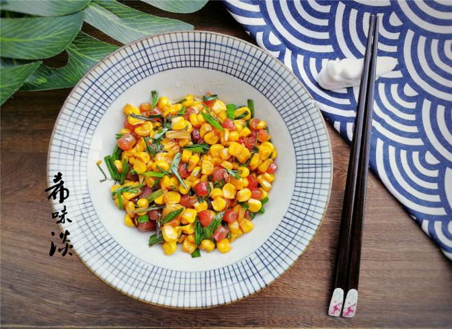 葱香玉米腊肠丁