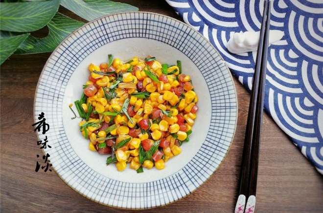 葱香玉米腊肠丁