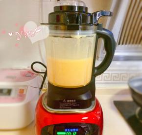 鸡蛋、细砂糖、咸蛋黄、椰浆、牛奶全部倒入破壁机，搅打至细腻无颗粒的状态。