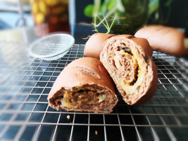 海苔肉松麻薯可可面包