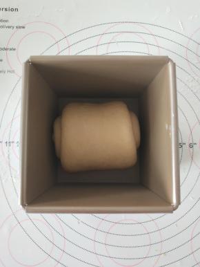 12、放入学厨水立方模具内，收口冲下放置。