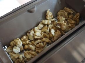 核桃仁提前放进果料盒内，如果你的面包机没有果料盒，需要手动投入的话，就在和面结束前3-4分钟才倒入，不要在一开始和面就放入，这样不利于面筋的形成