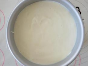 8、倒入学厨9117圆模中，震出气泡。
