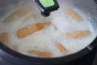 开中火，盖好锅盖，开始煮，等煮沸后，调小火，因为牛奶容易溢锅，我们可以打开盖子，来调整火力，让牛奶处于半沸状态。