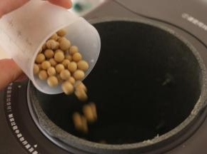 黄豆倒入破壁机中。