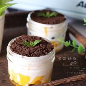 为了让吃酸奶更有趣，吸引不爱吃酸奶的小朋友的目光，可以做成酸奶盆栽，一层水果，一层酸奶，按照这样的顺序装满容器，最上面一层撒上奥利奥饼干屑，插点薄荷叶装饰一下，哪个小朋友会不被吸引呢？