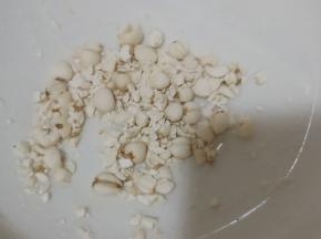 川贝用擀面杖压成粉末。
