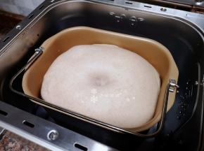 揉好面开始第一次发酵，当发酵至约2倍大时，用手指粘面粉在面团上插一个洞，面团不回缩也不塌陷就发好了。