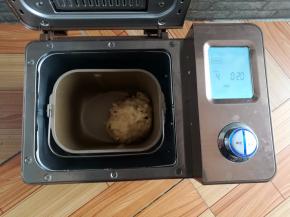 面包机继续揉面3分钟，把坚果均匀的揉到面团里，并发酵20分钟