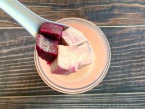 蒸熟的紫薯香芋取一半