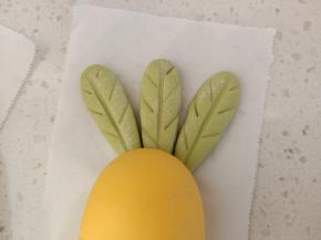 3个叶子为一组，压在胡萝卜下面（可以刷一点水也可以不刷，我没有刷）