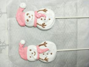 用可可粉蛋白挤出雪人的眼睛和手臂即可。