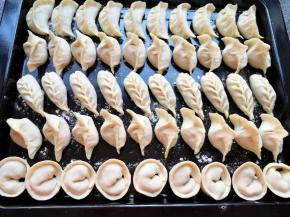 给宝贝包了各种形状的饺子。