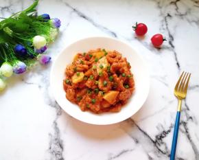 酸甜可口的荔枝肉完成。