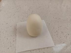 取一份30克的白面团揉圆，搓成圆柱体，搓高一些，发酵后会变胖