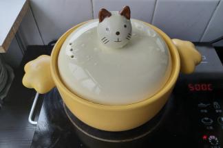 当汤水完全沸腾后，盖好锅盖，转小火，炖煮半小时。