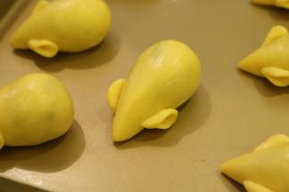 轻轻放在老鼠的身体前端上面。