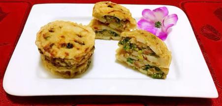 鲜肉香菜炸藕夹外酥里嫩香浓可口