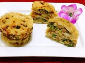鲜肉香菜炸藕夹外酥里嫩香浓可口