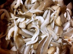 腌制好的平菇把盐水攥出来用清水冲洗干净沥干水分备用