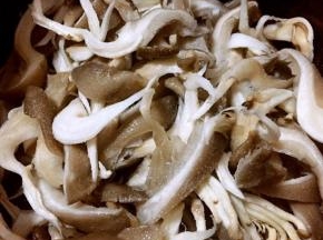 平菇上面撒上盐用手轻轻搓揉一会腌制十分钟
