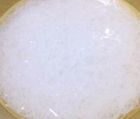 粉丝洗净在开水中煮成九分熟立即放入冷水中过凉