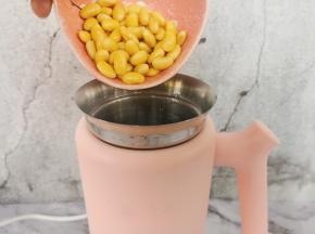 黄豆清洗干净，倒入破壁机。