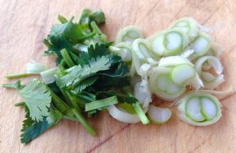 香菜和葱花切好备用