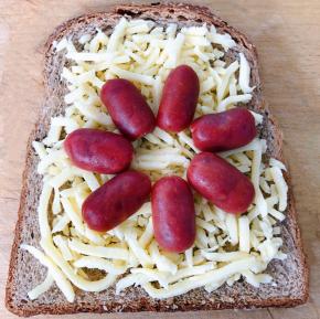 迷你牛肉肠摆出一个花朵图案