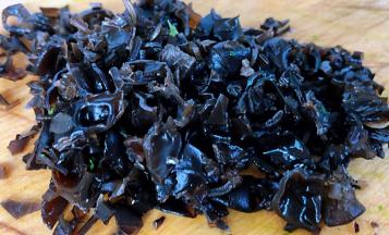 泡发好的木耳切成小块