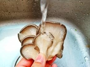 平菇用流水多冲洗几遍。