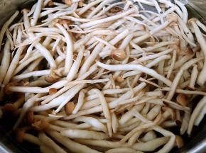 蟹味菇焯好水立即放入冷水中过凉也可以在冷水中浸泡一会儿