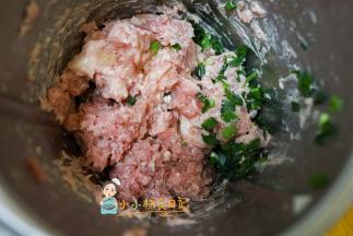 肥肉相间的猪肉馅加30g葱花