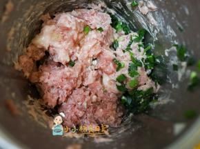 肥肉相间的猪肉馅加30g葱花