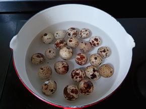 鹌鹑蛋放入锅里加适量的清水。