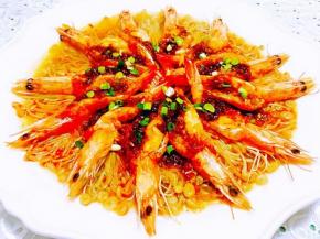 蒜蓉海虾蒸金针菇营养丰富好吃到爆