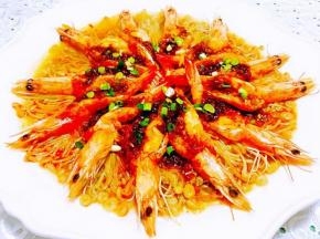 蒜蓉海虾蒸金针菇营养丰富好吃到爆